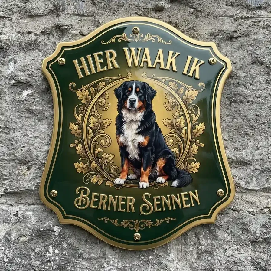 Berner Sennen Waakschild Acryl - Hier Waak Ik