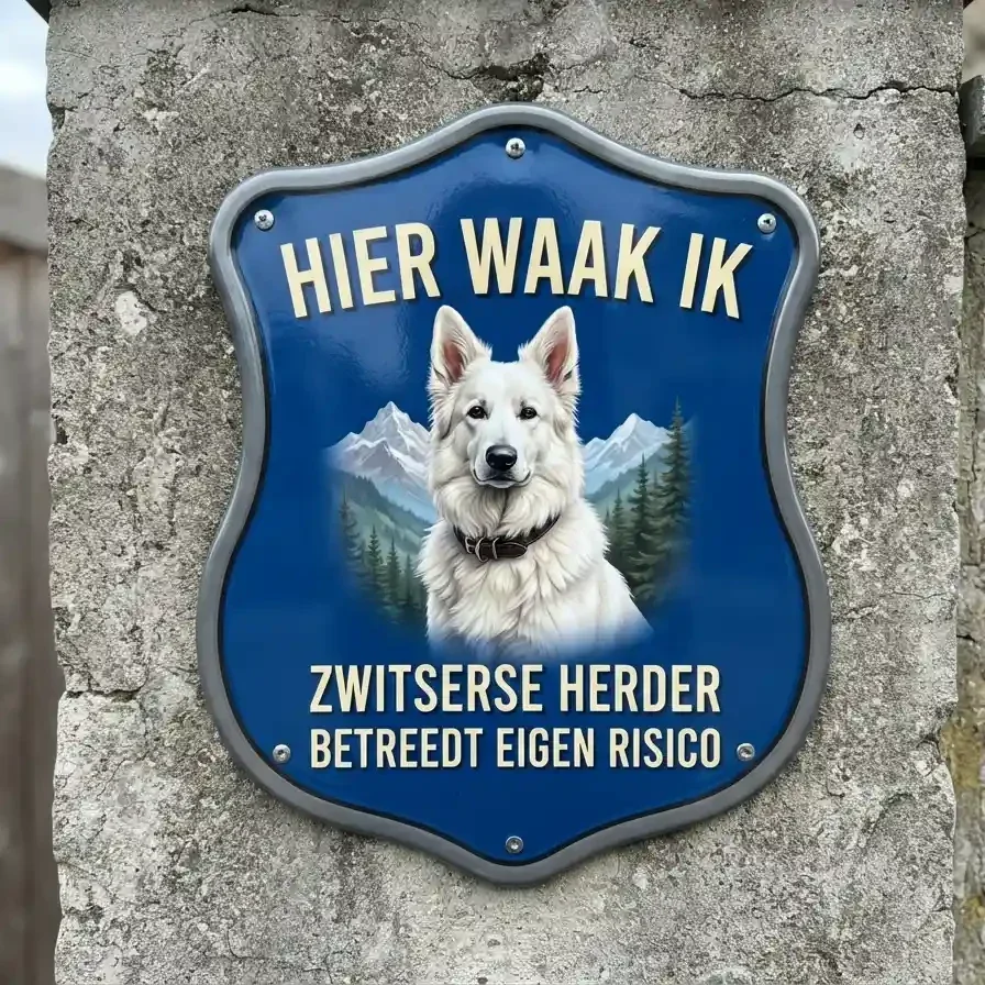 Waakbord Zwitserse Witte Herder 4mm Acryl