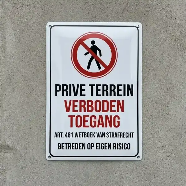 Metalen Bord Prive Terrein Verboden Toegang Meertalig