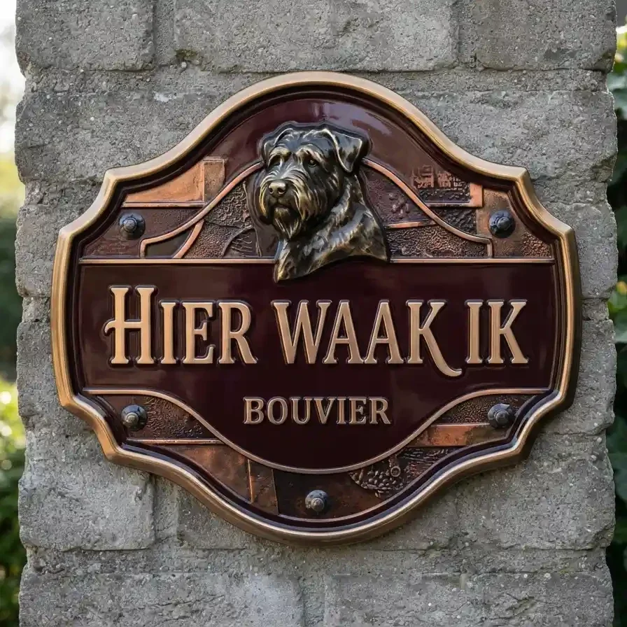 Waakbord Bouvier - Hier Waak Ik Acryl 4mm