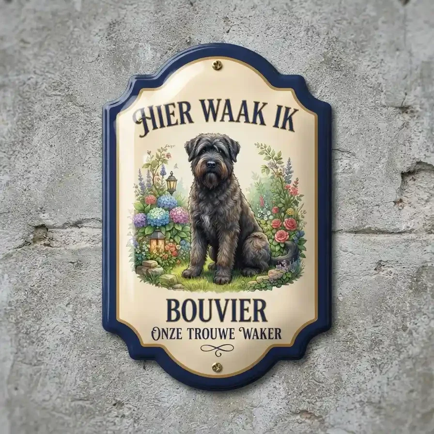 Bouvier Waakbord - Hier waak ik (Acryl 4mm)