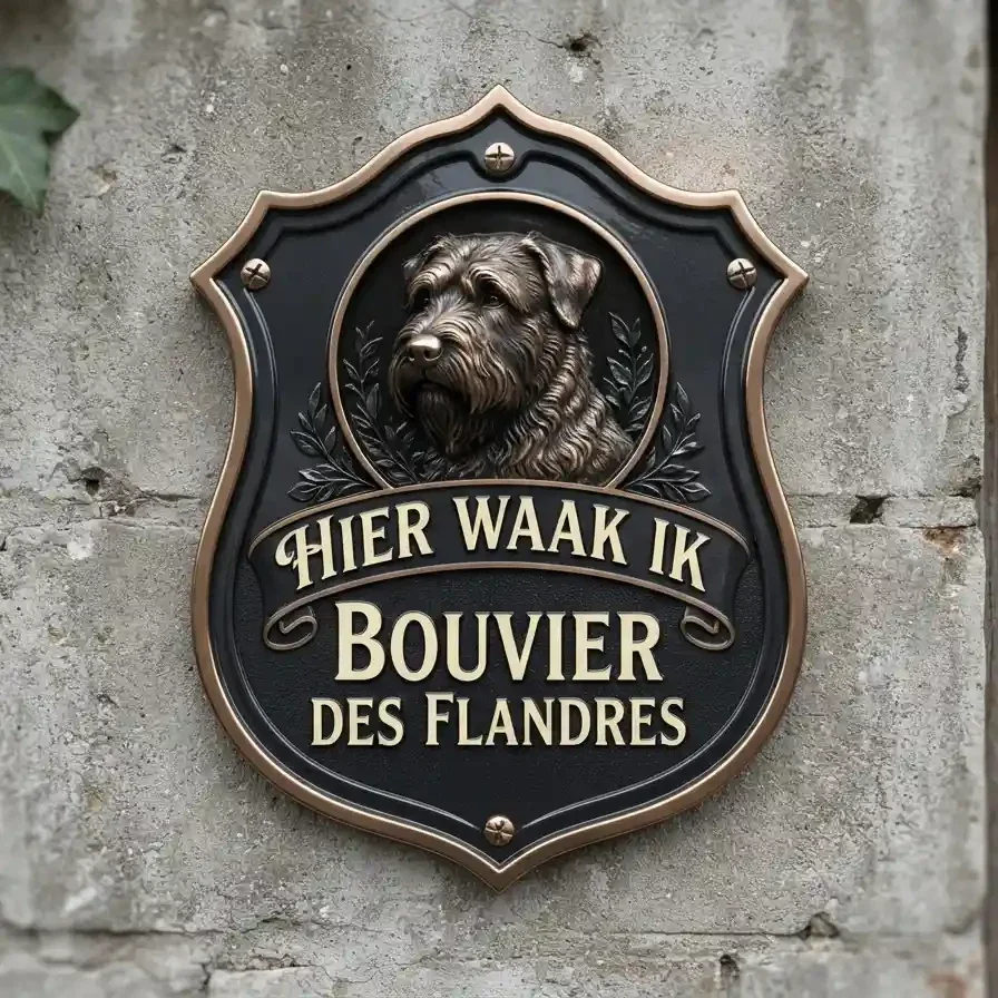 Bouvier Waakbord Schild 4mm Acryl - Hier Waak Ik