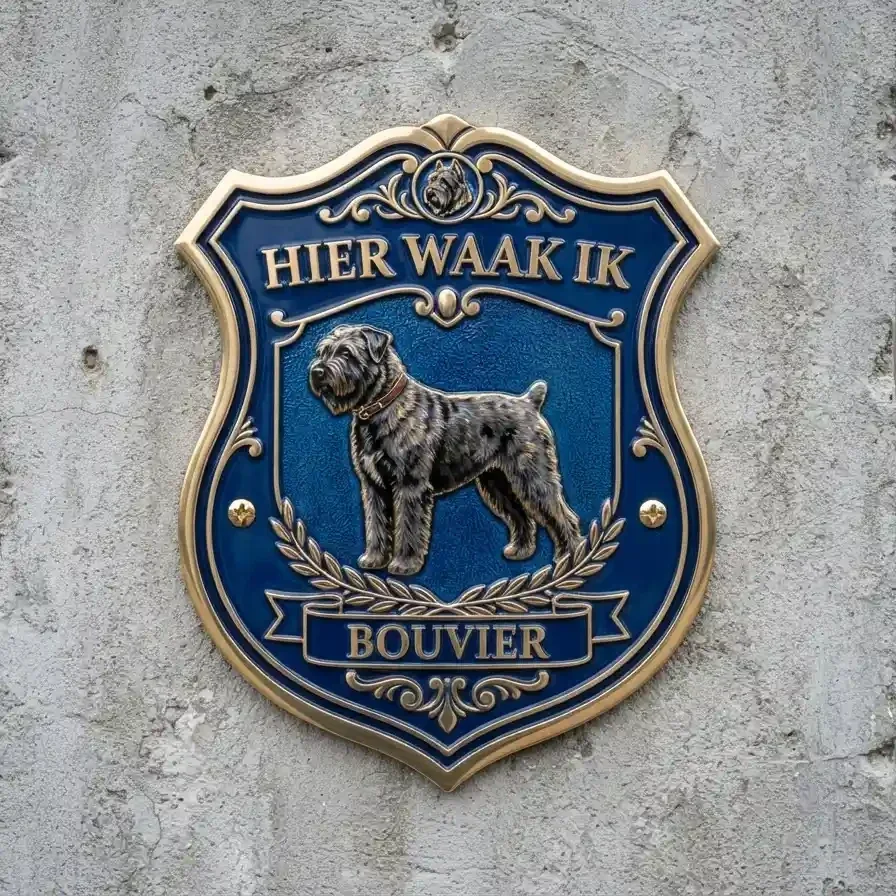 Bouvier Waakbord Schild 4mm - Hier Waak Ik