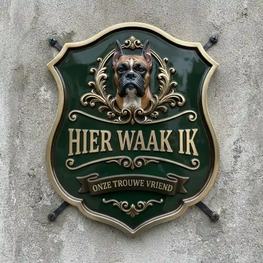 Waakbord Boxer - Hier Waak Ik (Acryl 4mm)