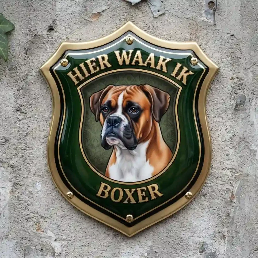 Boxer Waakschild Schildje - HIER WAAK IK
