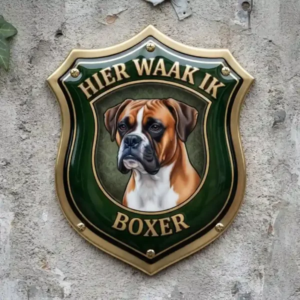 Boxer Waakschild Schildje - HIER WAAK IK