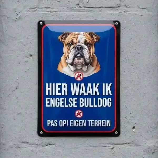 Waakbord Engelse Bulldog Metaal