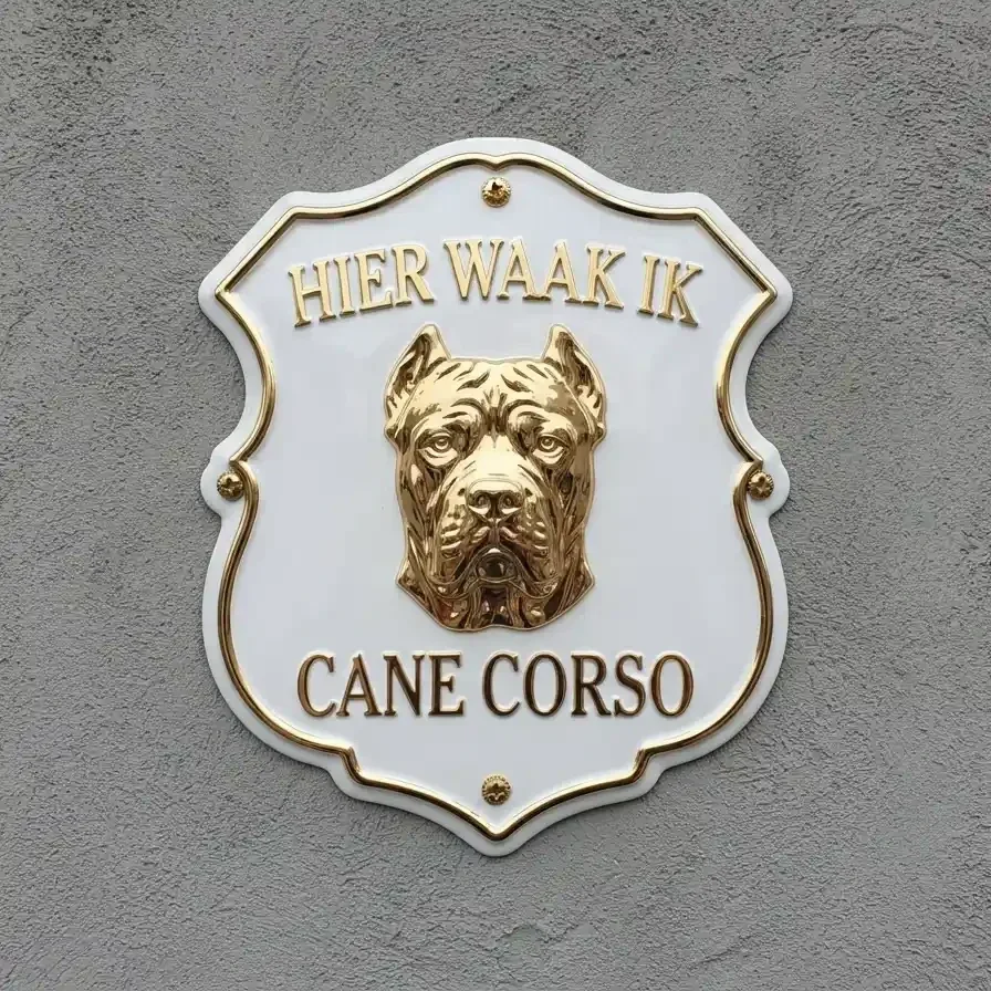 Cane Corso Waakbord Acryl 4mm - Hier Waak Ik