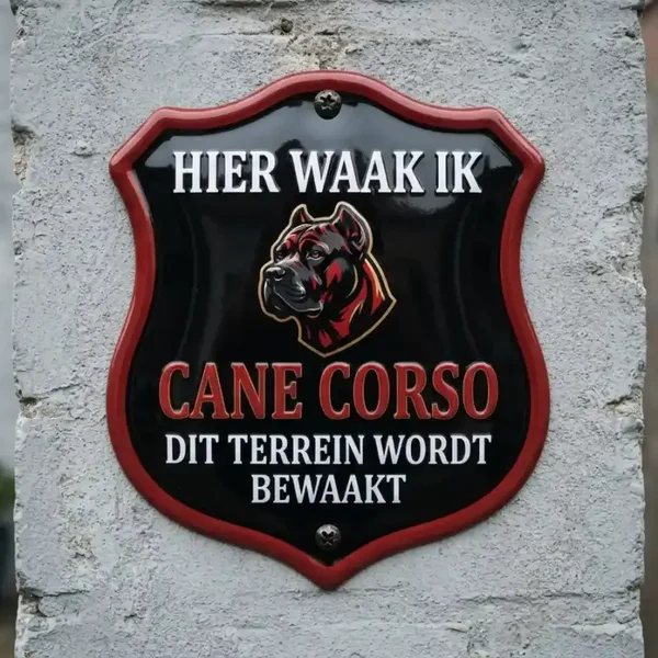 Cane Corso Waakbord Acryl 4mm - Hier Waak Ik