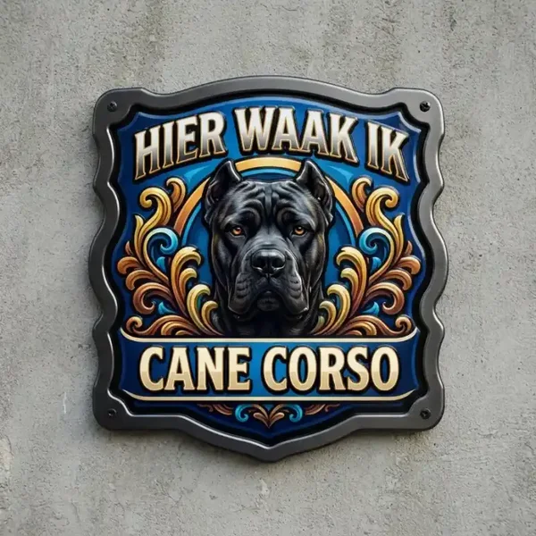 Cane Corso Waakbord Kopen | Hier Waak Ik Schild 4mm Acryl