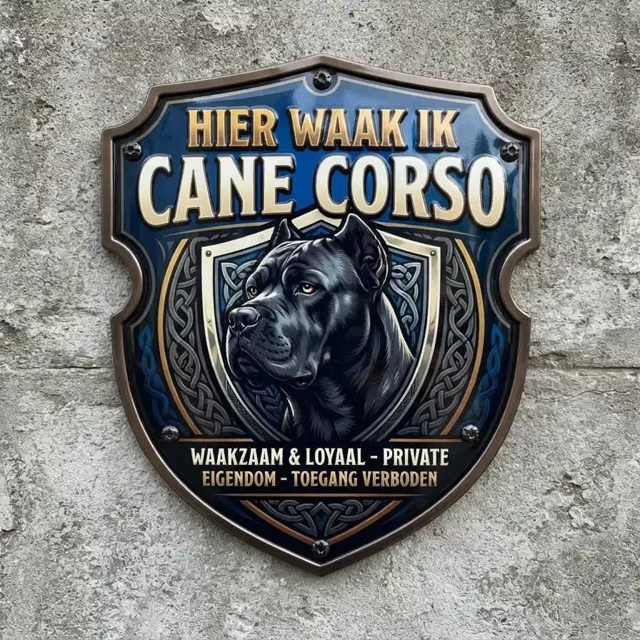 Cane Corso Waakschild Acryl 4mm - Hier waak ik