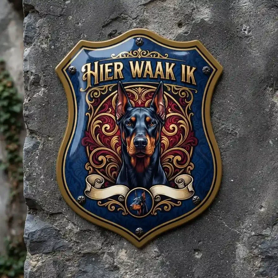 Dobermann Waakbord Schild 4mm Acryl - Hier Waak Ik