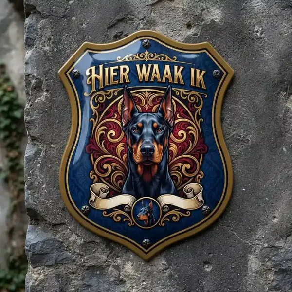 Dobermann Waakbord Schild 4mm Acryl - Hier Waak Ik