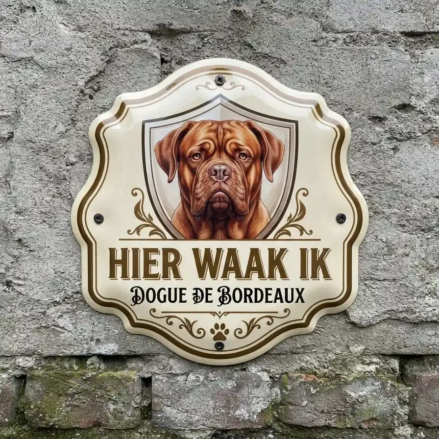 Waakbord Bordeauxdog - Hier Waak Ik