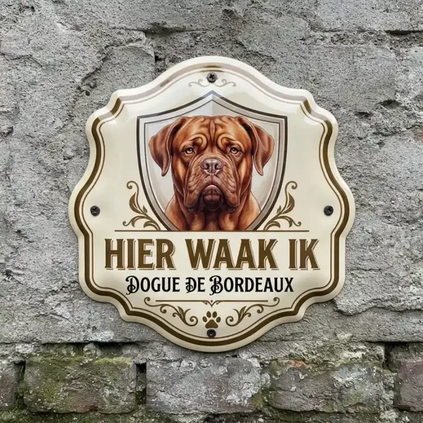 Waakbord Bordeauxdog - Hier Waak Ik
