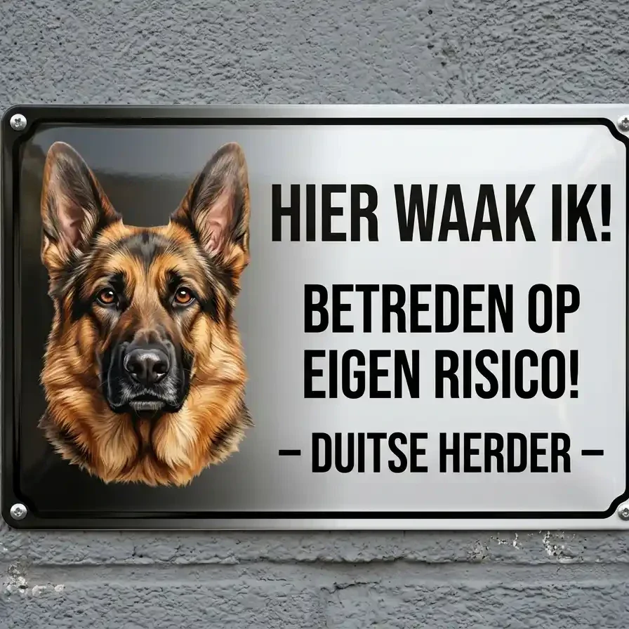 Duitse Herder Metaal Waakbord - Premium Kwaliteit