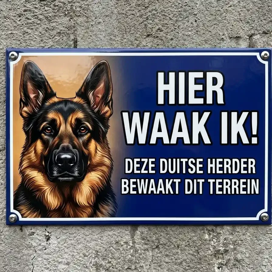 Waakbord Duitse Herder - Vol Metaal