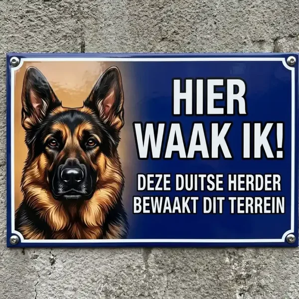 Waakbord Duitse Herder - Vol Metaal