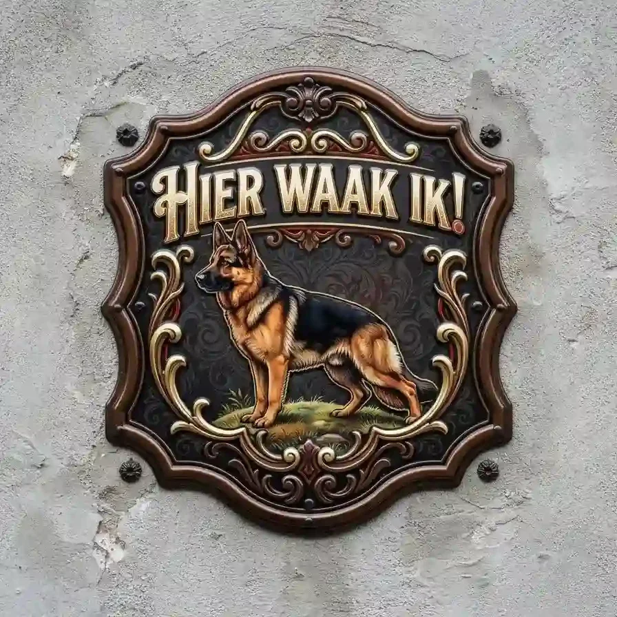 Duitse Herder Waakbord Acryl - Hier Waak Ik