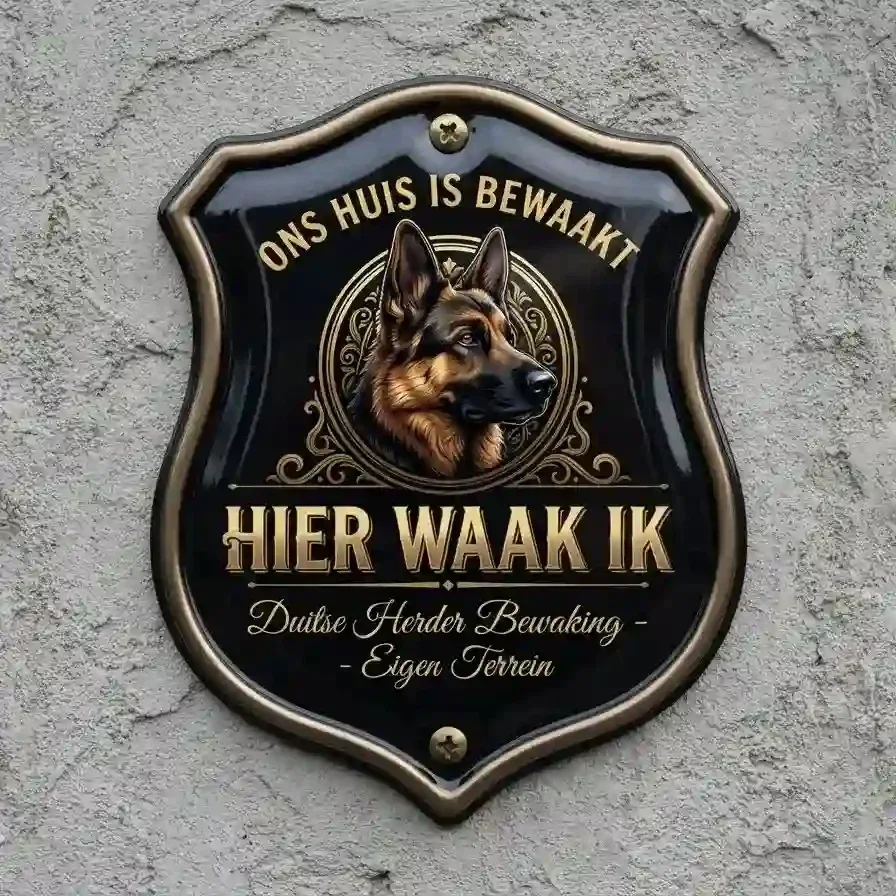 Waakbord Duitse Herder Schild - Hier waak ik