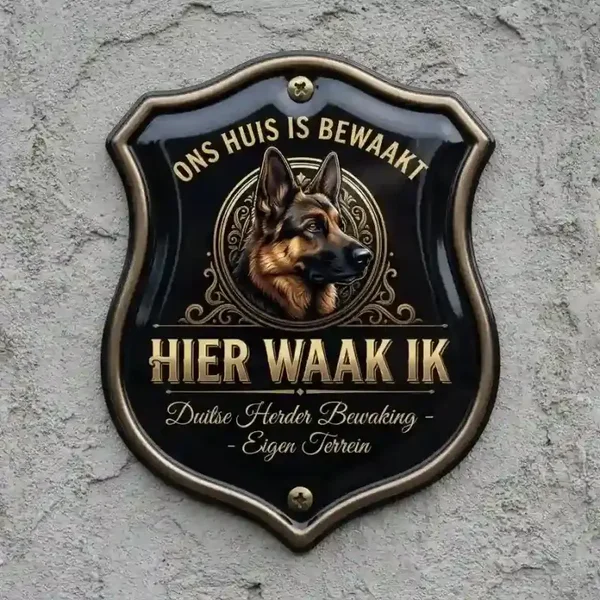 Waakbord Duitse Herder Schild - Hier waak ik