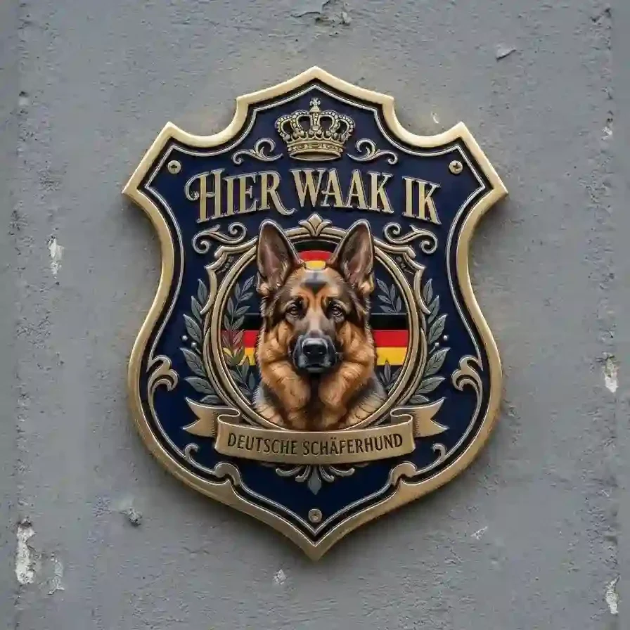 Waakbord Duitse Herder Schild 4mm - Hier Waak Ik