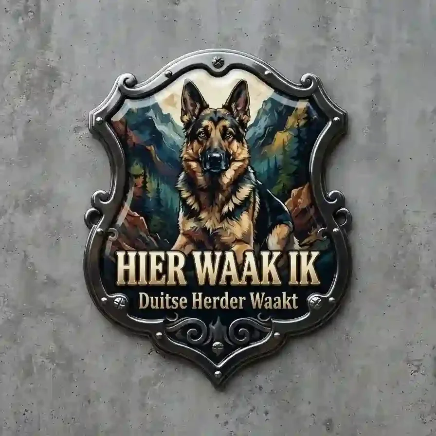 Duitse Herder Waakschild Acryl - Hier Waak Ik