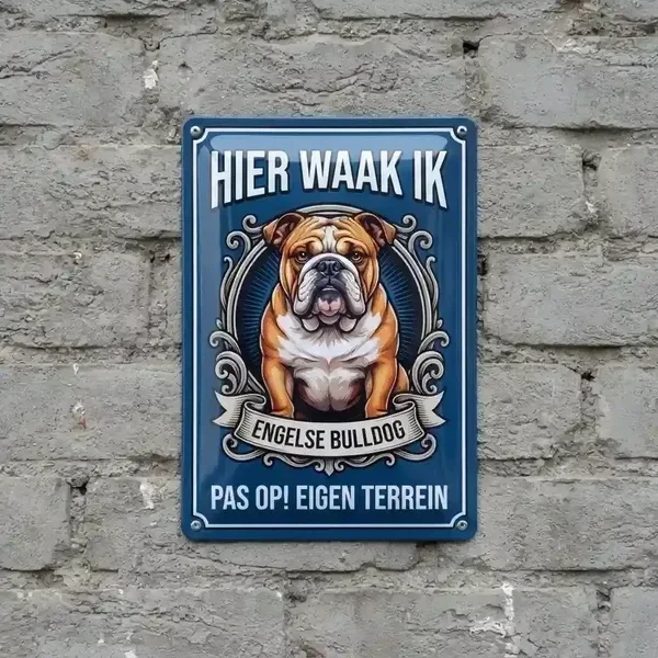 Waakbord Engelse Bulldog - Metaal