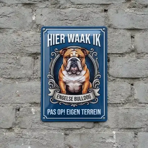 Waakbord Engelse Bulldog - Metaal