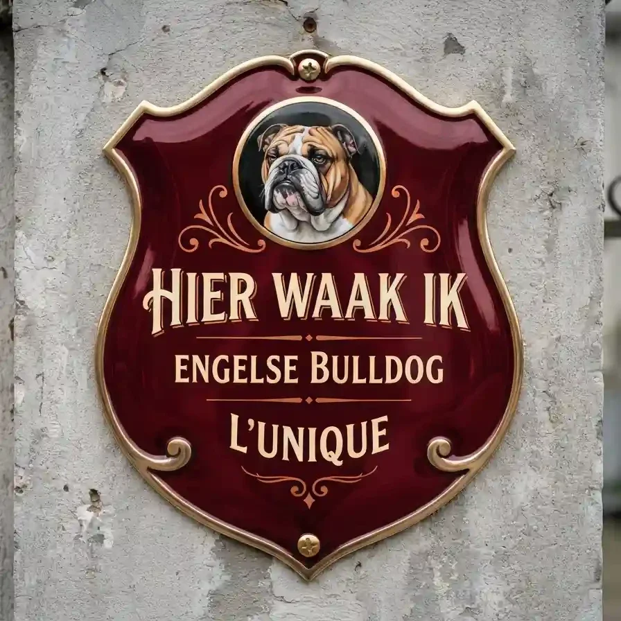 Acryl Waakbord Engelse Bulldog 25x30 / 35x40cm