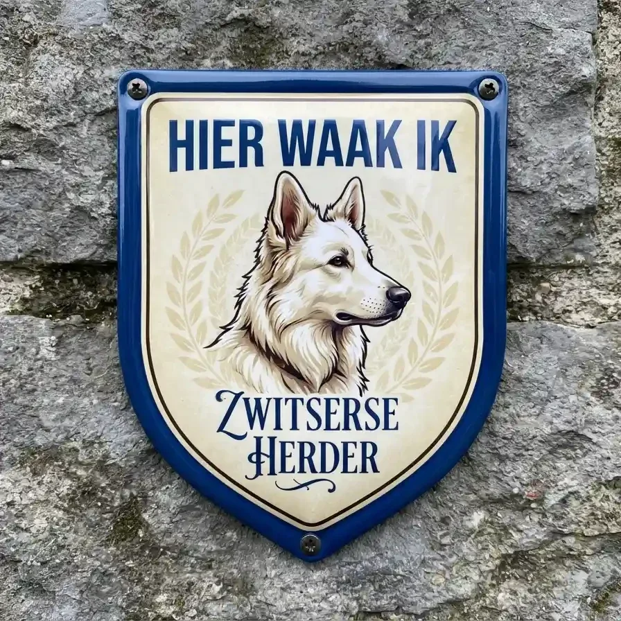 Waakbord Zwitserse Witte Herder Acryl 4mm