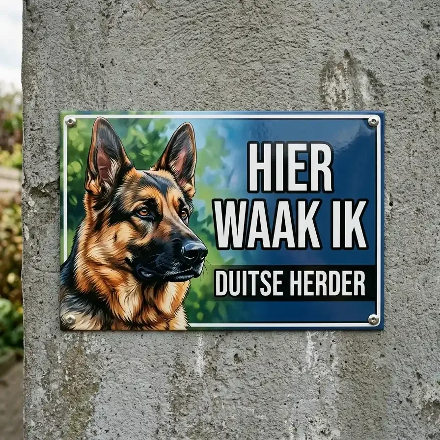 Metal Waakbord Duitse Herder - Hier Waak Ik