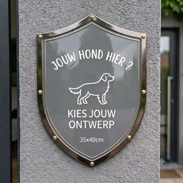Luxe Waakbord Schild – Gepersonaliseerd met Eigen Hond