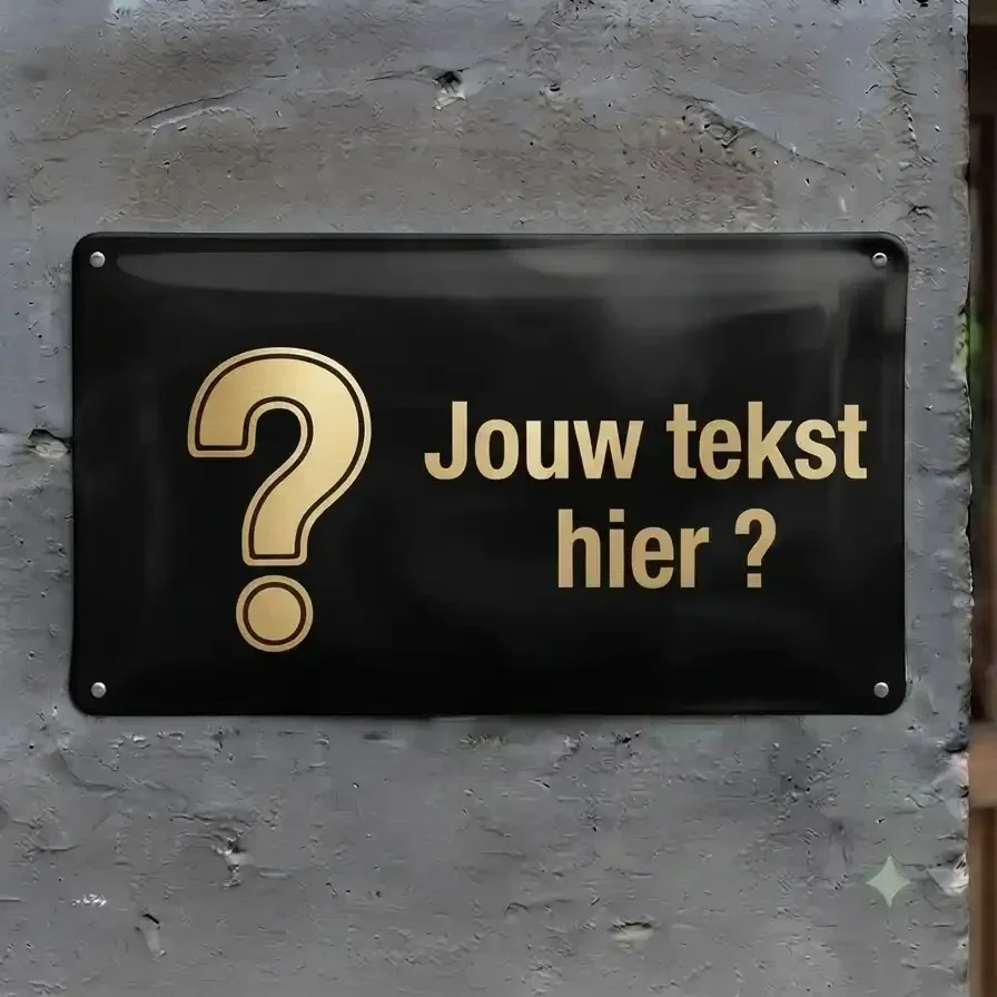 Gepersonaliseerd metalen waakbord met eigen hond en tekst