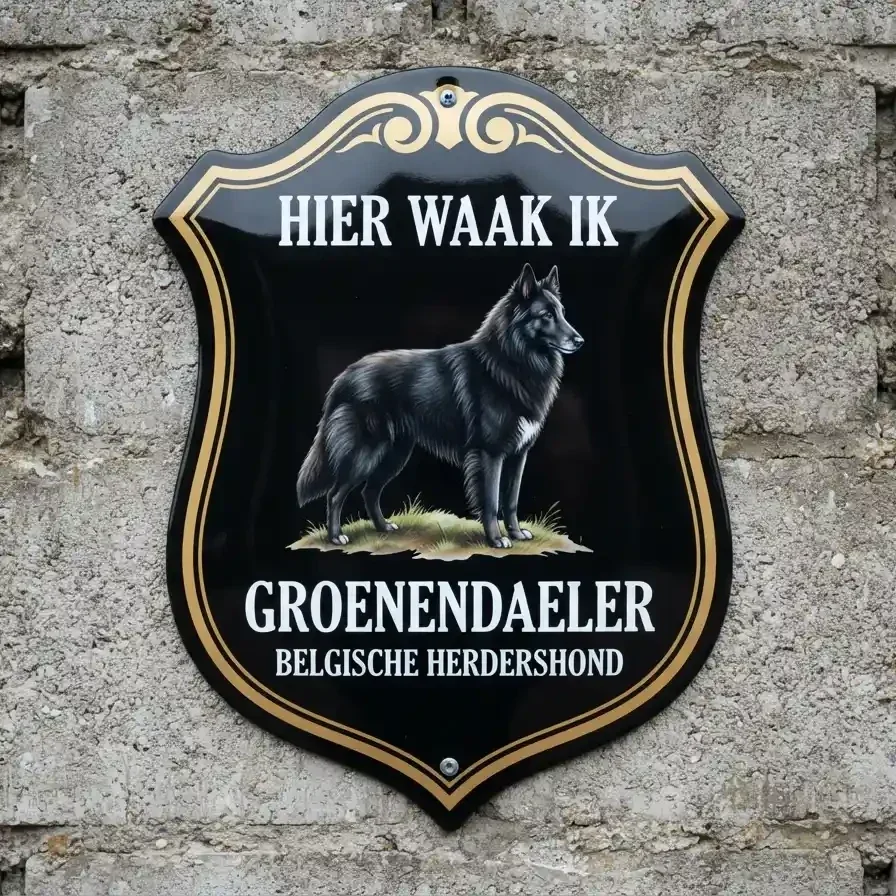 Waakbord Groenendaeler - Hier waak ik acryl 4mm