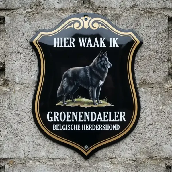 Waakbord Groenendaeler - Hier waak ik acryl 4mm