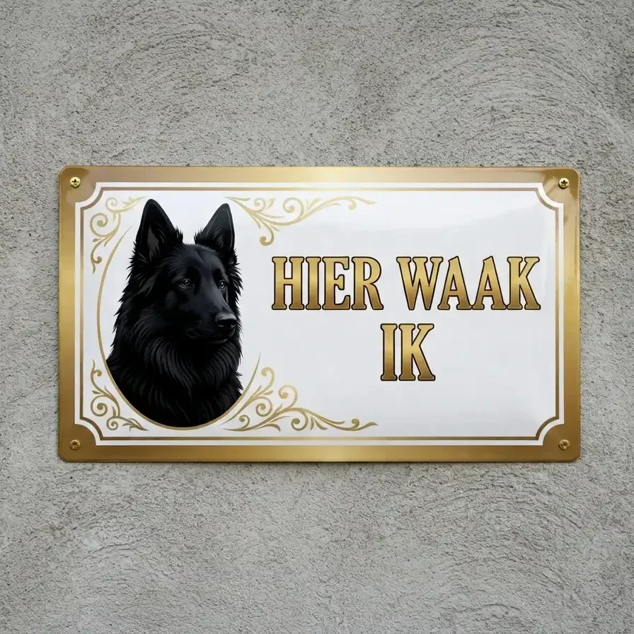 Waakbord Groenendaeler - Hier waak ik