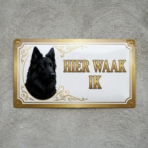 Waakbord Groenendaeler - Hier waak ik