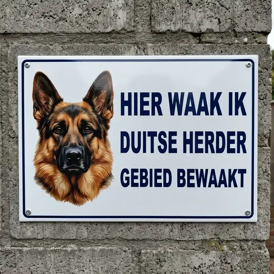 Waakbord Duitse Herder - Metalen Waarschuwingsbord