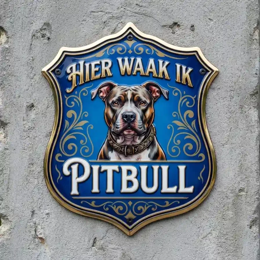 Waakbord Pitbull Schild - Hier Waak Ik