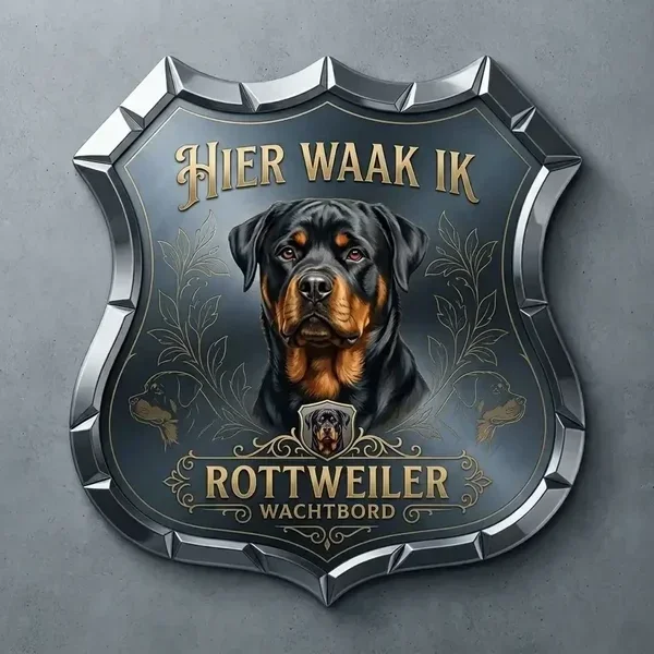 Rottweiler Waakbord Acryl Schild - Hier Waak Ik