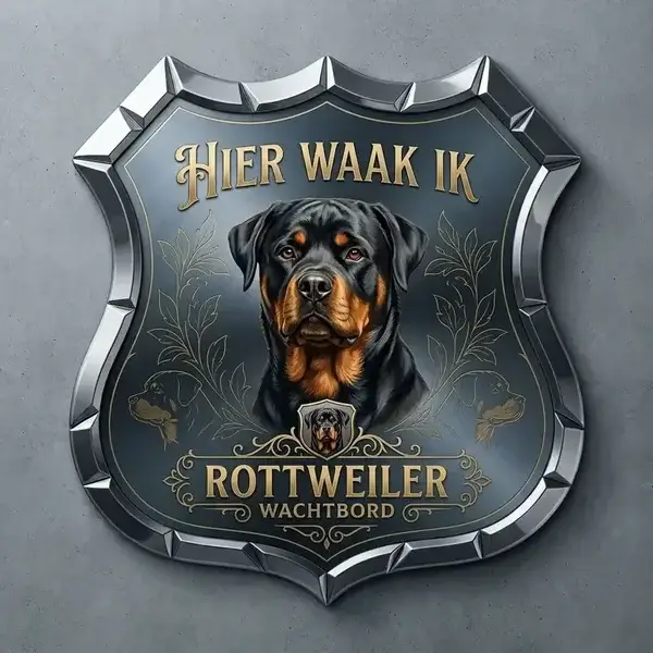 Rottweiler Waakbord Acryl Schild - Hier Waak Ik