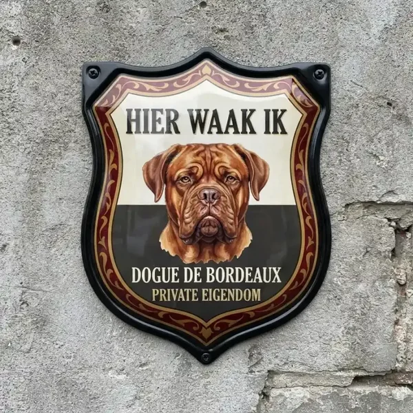 Waakbord Bordeauxdog - Hier Waak Ik