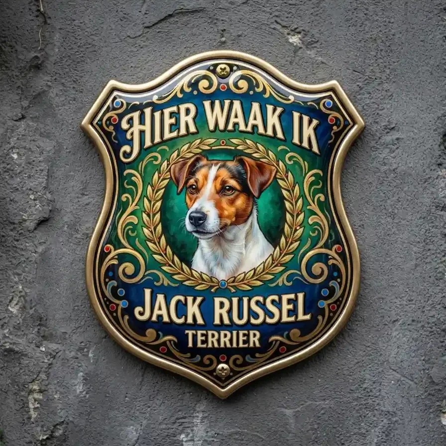 Jack Russel Waakbord Schild 4mm - Hier Waak Ik
