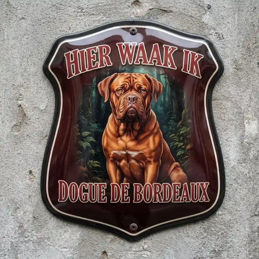 Waakbord Bordeauxdog - Hier Waak Ik