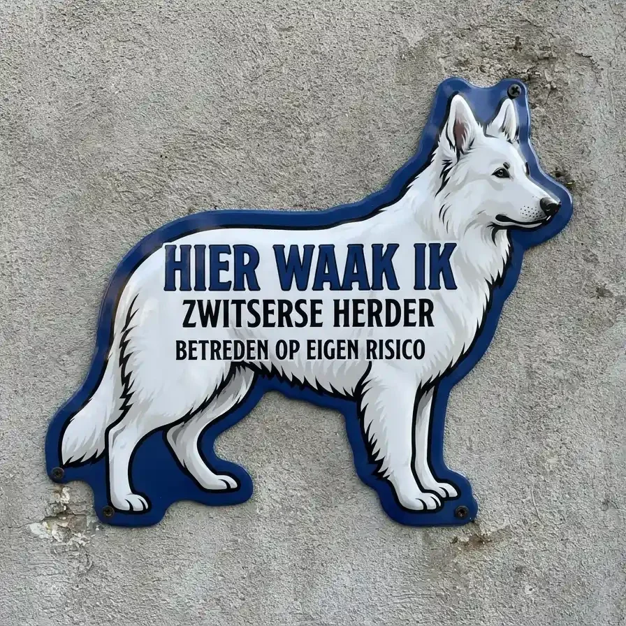 Waakbord Zwitserse Witte Herder Acryl 4mm