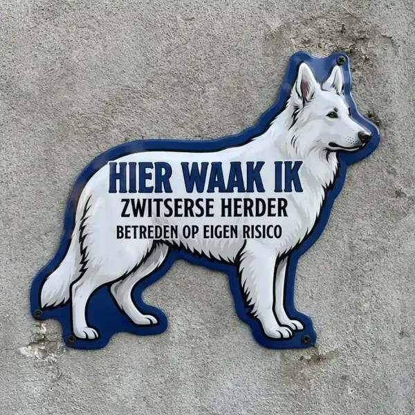 Waakbord Zwitserse Witte Herder Acryl 4mm