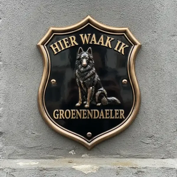 Acryl Waakbord Groenendaeler - Hier Waak Ik