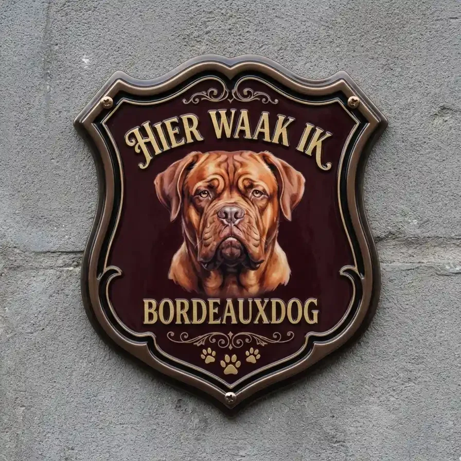 Waakbord Bordeauxdog - Hier Waak Ik