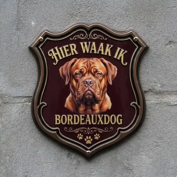 Waakbord Bordeauxdog - Hier Waak Ik